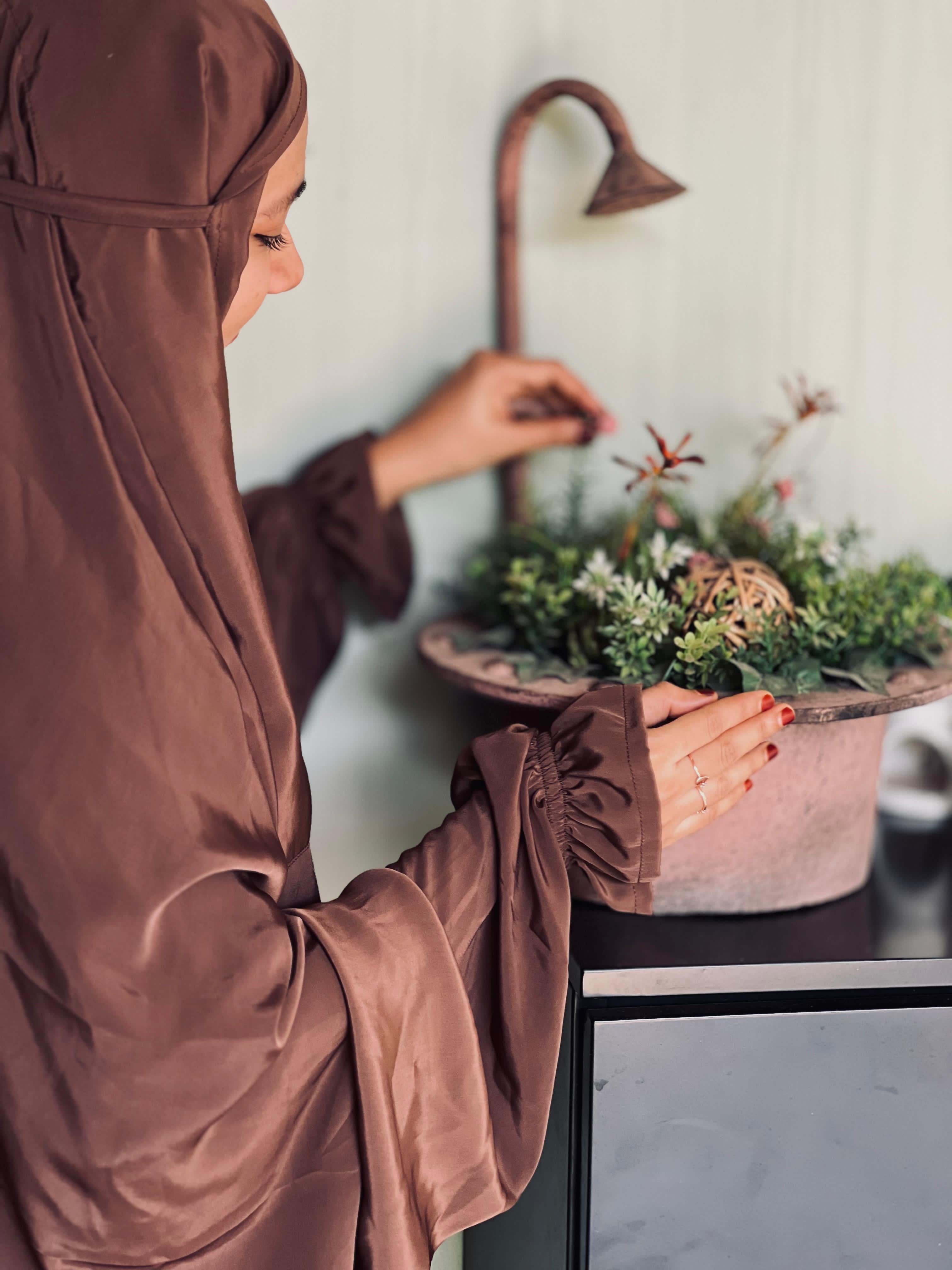 Brown luxe solid prayer dress